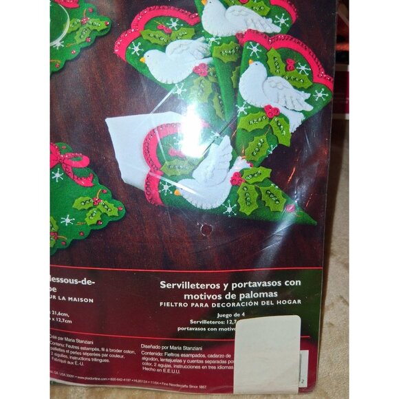Bucilla Felt Home Décor Dove Napkin Cuffs Coasters Kit - Picture 5 of 7